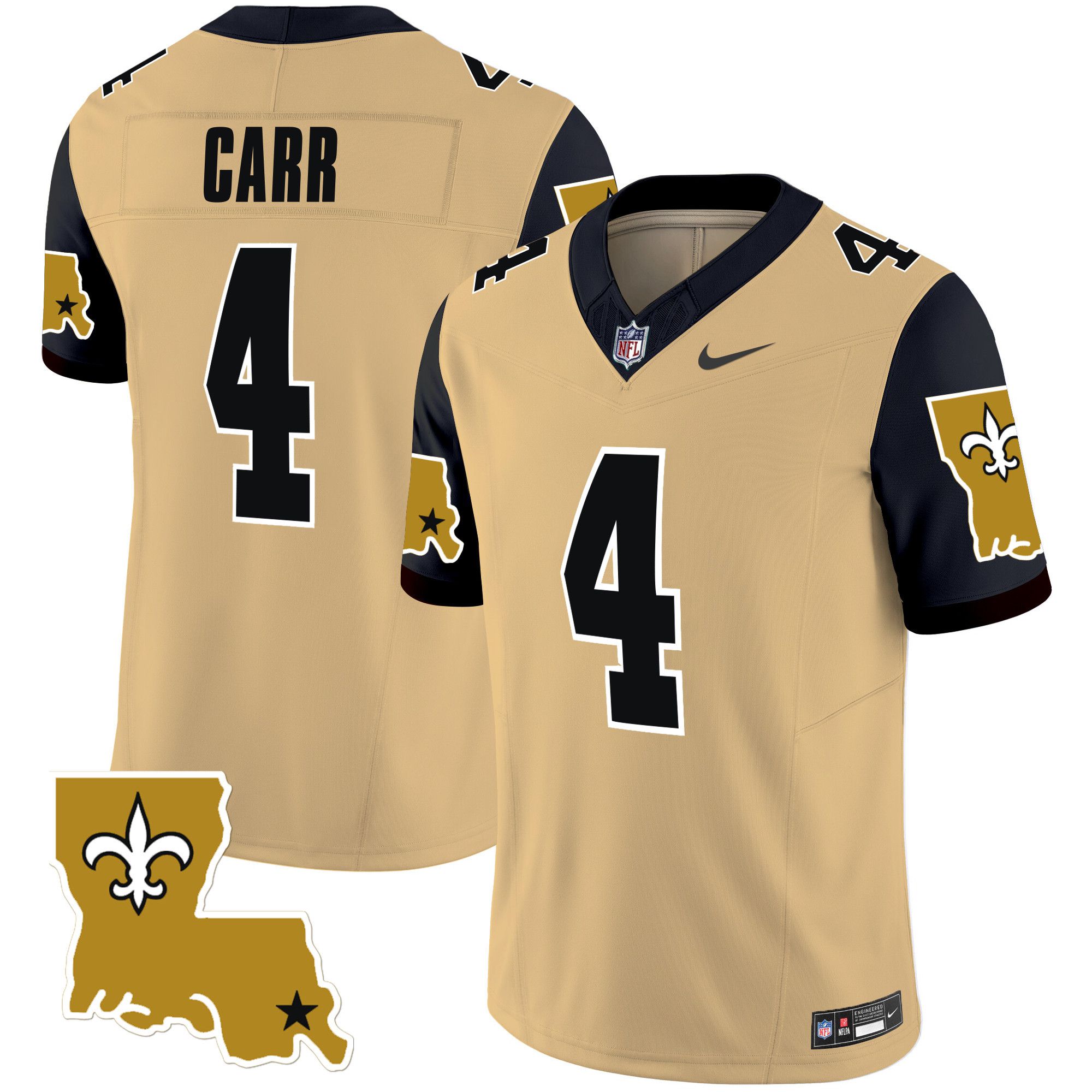Men New Orleans Saints #4 Carr Yellow 2024 Nike 1987 Legacy Vapor Limited NFL Jersey